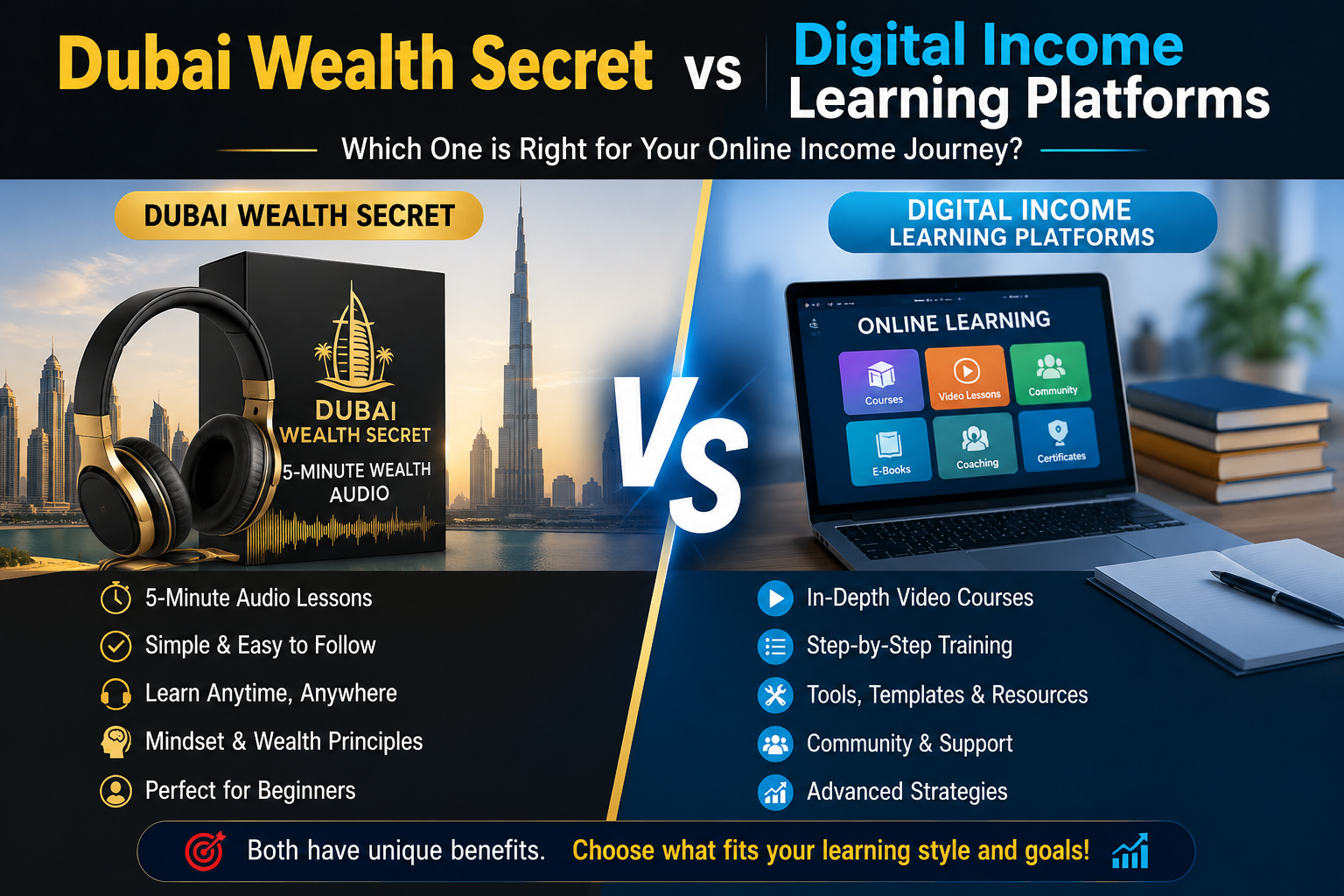 Dubai Wealth Secret vs Digital Income Learning Platforms